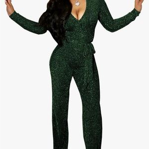 Women’s Sparkly Black and Green Jumpsuit